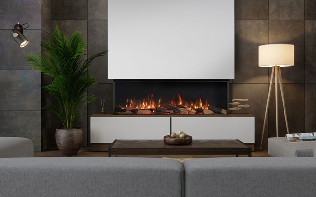 Image showing Linear 800 gas fire in home